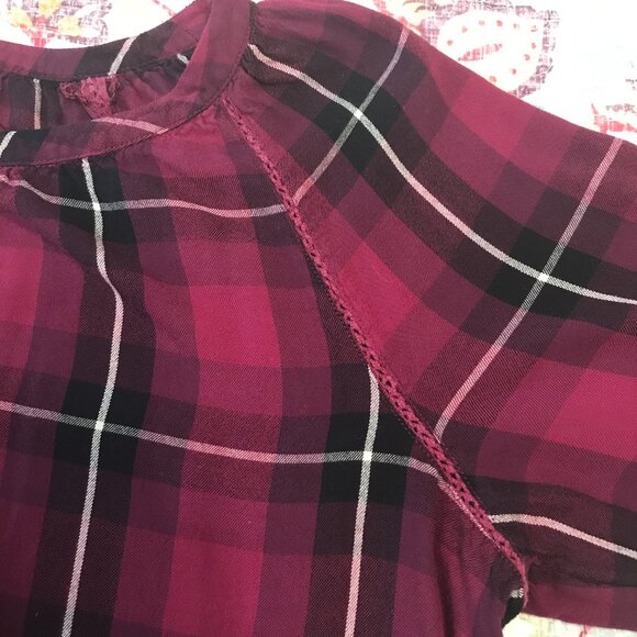 J Jill Burgundy Plaid Blouse - Size M - Picture 6 of 13